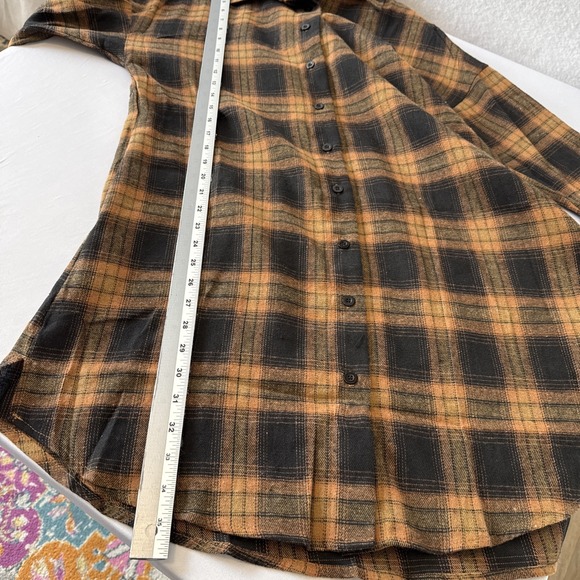 Blooming Jelly NWT Flannel Plaid Button Down Pocket Tunic Shirt Dress M Boho - Picture 9 of 10